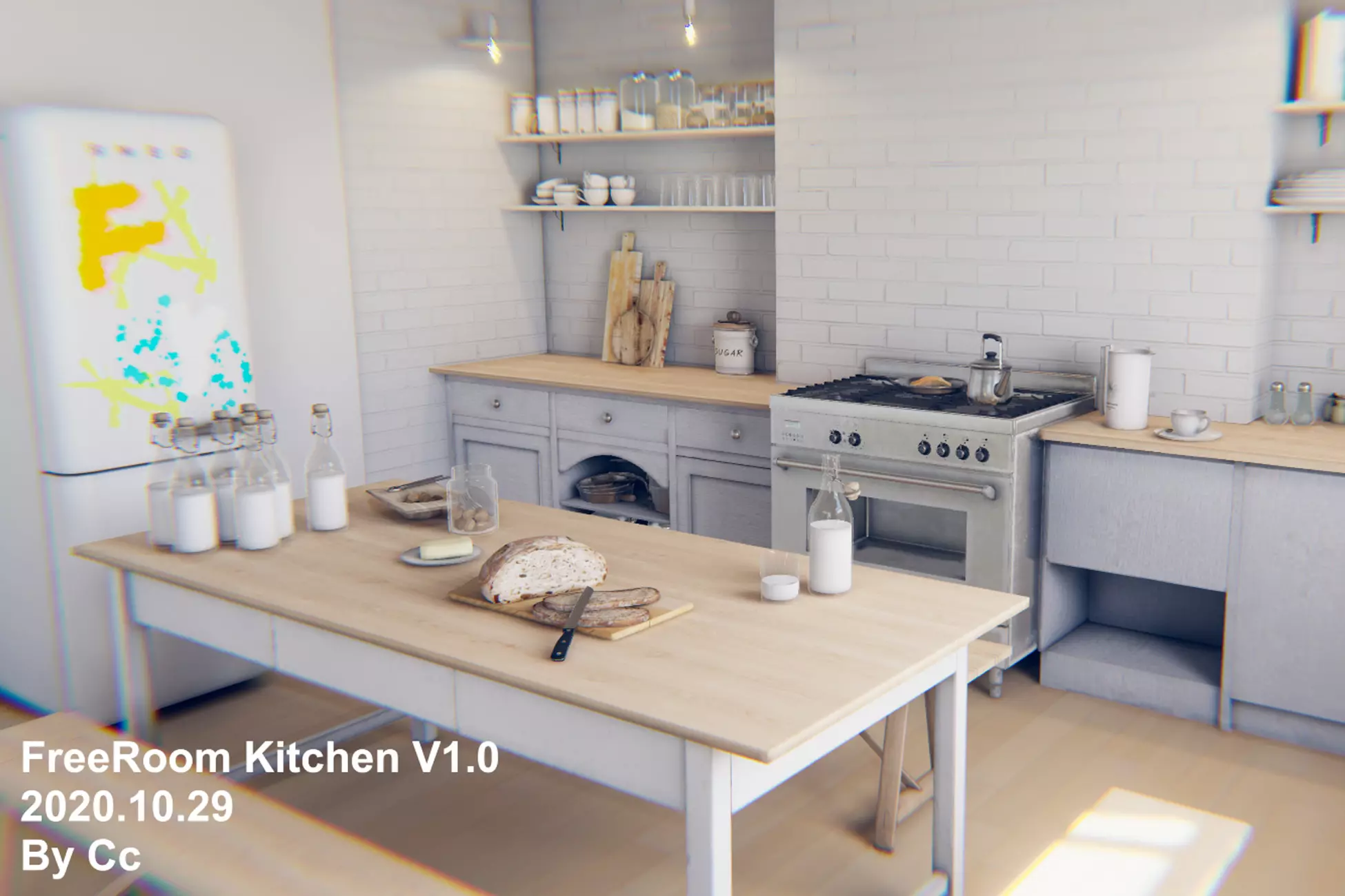 Unity FR_KitchenRoom_V1.0 3D厨房餐厅客厅模型环境场景资源 - 盘古CG网-盘古CG网