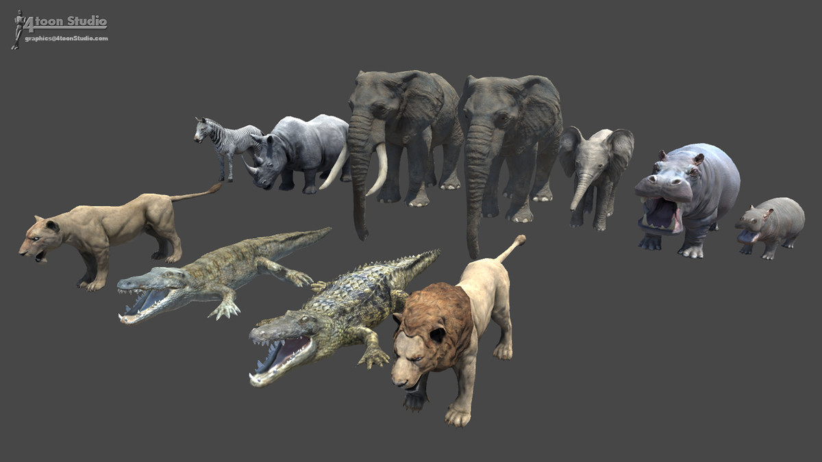 African Animal Pack For Unity动物模型包